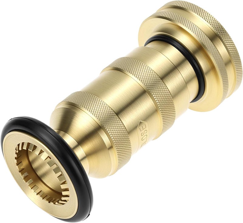 QWORK Brass Fire Hose Nozzle, Adjustable Spray Jet & Fog, 1.5" NPT/NPSH, for Firefighter, Garden, and Industrial Use - Image 1